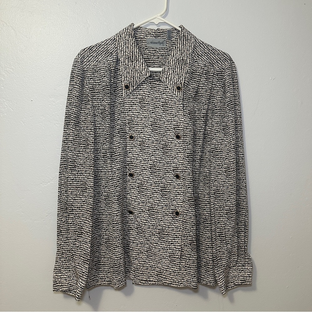 Adrianna Papell Black and White Patterned Blouse